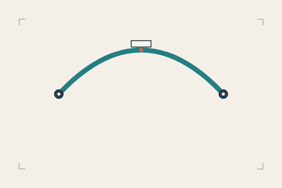 Bowed-strip animation prompt: press through the centerline into the opposite arch