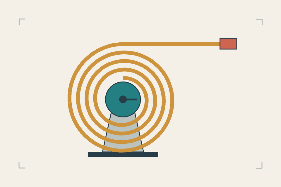 Ribbon-unwinding prompt: pay out one strip from a fixed-axis spool