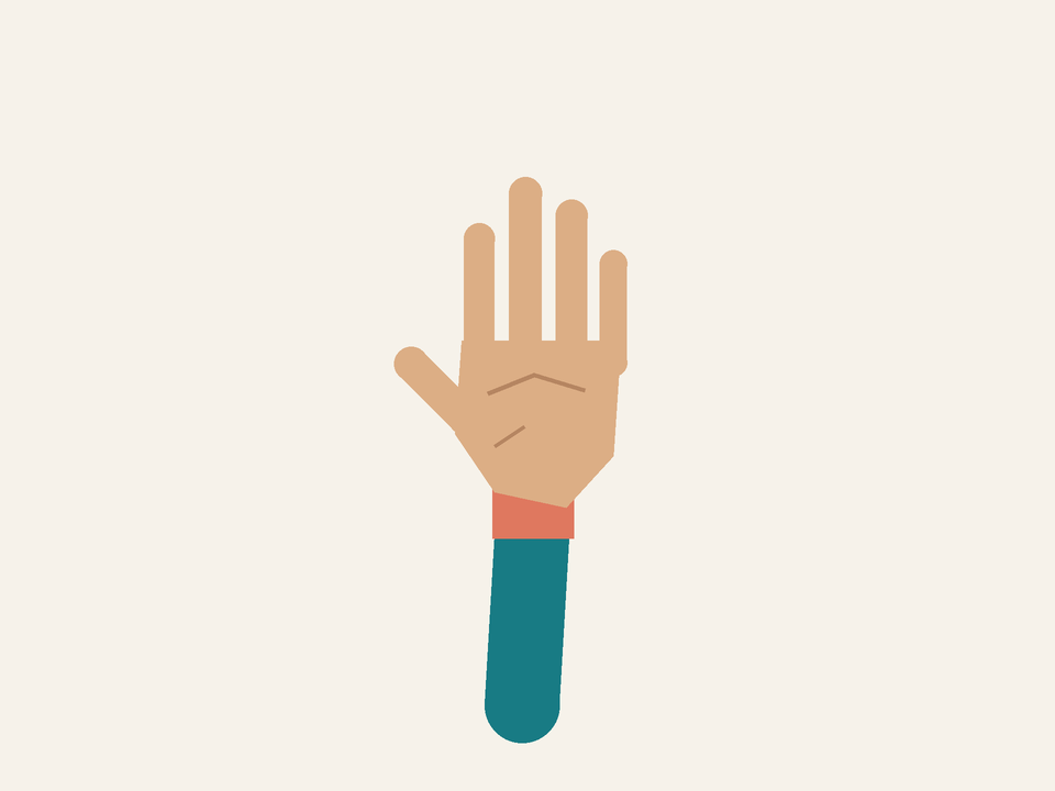 Turn an empty palm: follow the thumb through the edge-on view